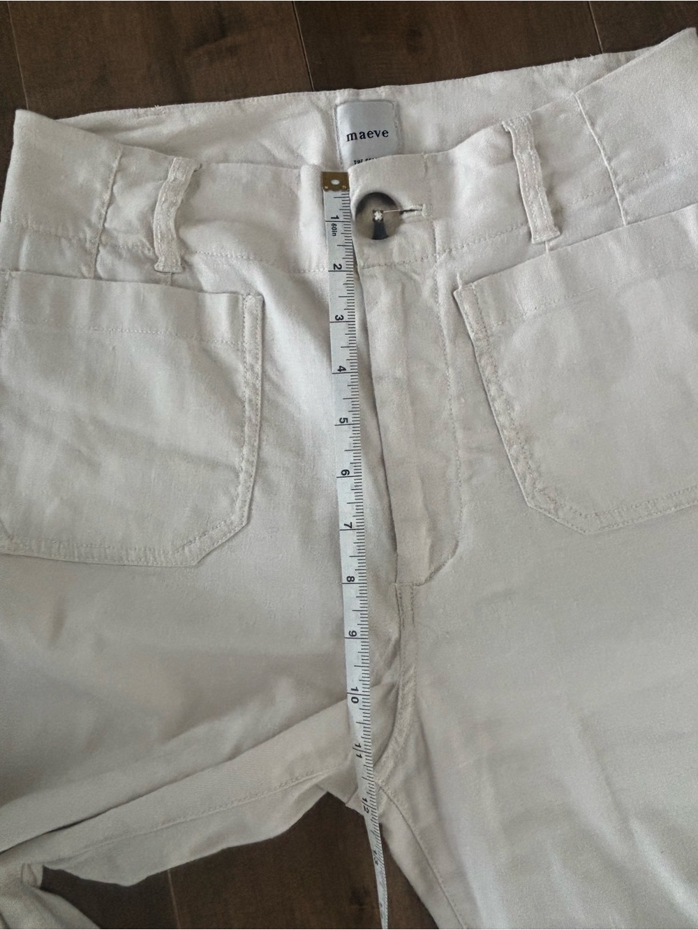 Maeve, High-Rise Wide-Leg Women's Pants in Cream, 28 - Picture 8 of 13